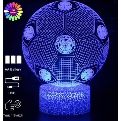 Football Team Logo 3d Nightlight Lamp Kids Child Girls Manga Gift Night Light Lamp Bedroom Decor 16 Colors Remote Control