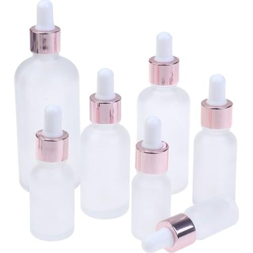 5/10/15/20/30/50ML Frosted Dropper Glass Rose Gold Cover Aromatherapy Liquid For Essential Massage Oil Pipette Refillable Bottle