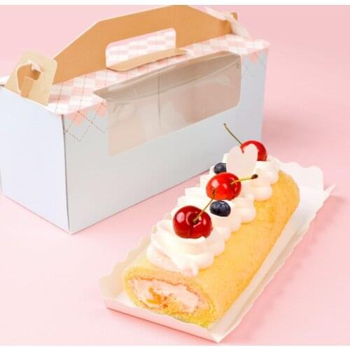 50pcs,Portable window opening cake packing box,paper cup cake box,Mousse Cake box,baking packing box,24x9x10cm