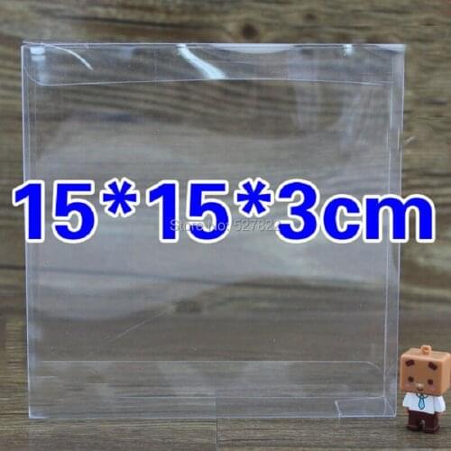 50pcs15X15X3CM Clear PVC Birthday Gift Box Wedding Favor Boxes Chocolate Candy Boxes Event Sweet Candy Box Free Shipping