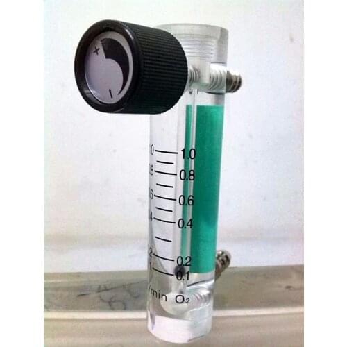 Acrylic Gas Air Oxygen Flow Meter Flowmeter Countor Indicator O2 With Valve Brass Connector 0.1Mpa 0.1-1.0L/Min Height 93mm