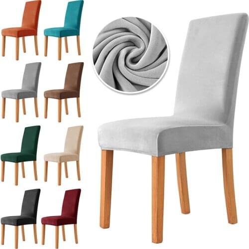1/2/4/6 Pieces Real Velvet Fabric Chair Cover 22 Colors Available Elastic Chair Covers Soft Fabric Seat Case For Dining Room