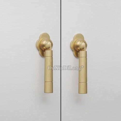 Brand New 2PCS European Pure Brass Furniture Handles Drawer Pulls Cupboard Wardrobe Kitchen Cabinet Pens Handles and Knobs