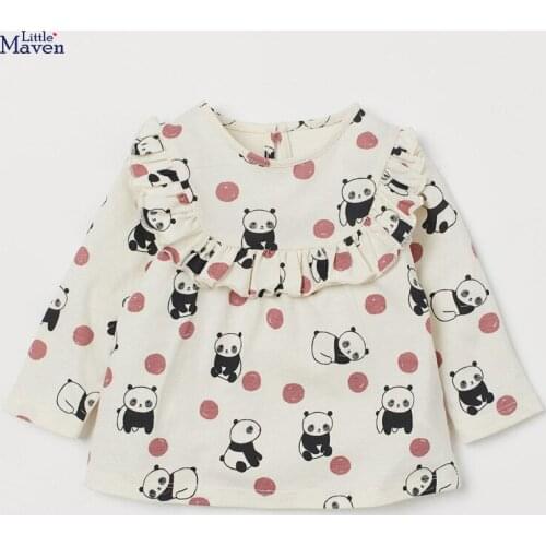 Girl Panda Tees Children Shirt Autumn Clothing 2021 European American Knitted Girls Tops Lovely Kids Costume