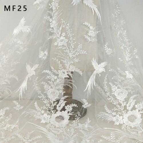 Exquisite fashion bird clothing full of embroidered fabric for dress Sequined embroidered mesh wedding dress MF25