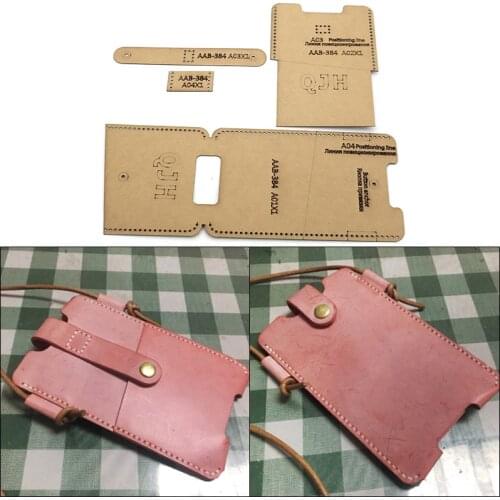 Diy handmade leather mobile phone protective cover kraft paper template drawing design sewing pattern mold 11*17.5*1cm