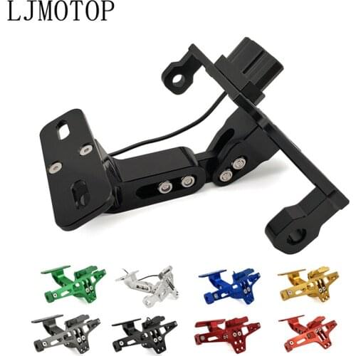 For Honda PCX 125 150 KAWASAKI Versys 650 KLZ1000 Z400 CNC Motorcycle License Number Plate Frame Holder Bracket With LED Signal