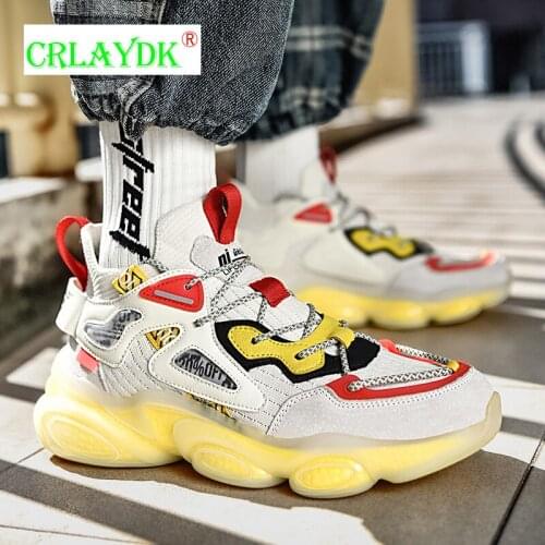 CRLAYDK Men Fashion Outdoor Casual Sneakers Sport Breathable Fitness Running Shoes Trend Lace up Boys Non Slip Thick Sole Tennis