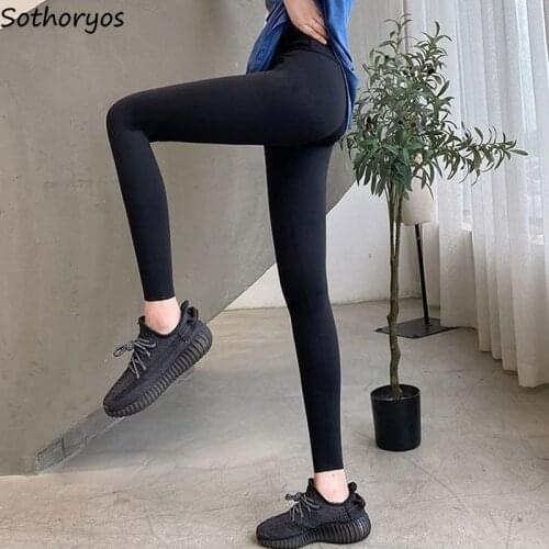Leggings Women Thin Solid Skinny Slim Sexy All-match Breathable Fashion Stretchy High Waist Fitness Streetwear Chic Hot Womens