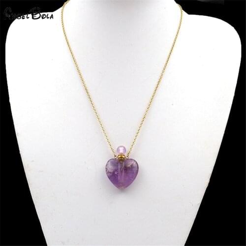 Fashion Luxury Love Necklace Women Pink Crystal Essential Oil Bottle Peach Heart Pendant Necklace Stainless Steel Chain Jewelry