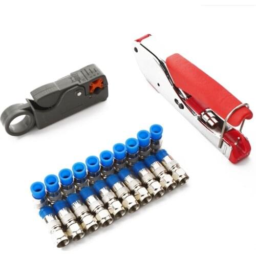Cable Coaxial Crimping Tool Set for F-Type RG6 RG58 RG59 Connectors Compression Pliers Crimper Male Plug Compression Connectors