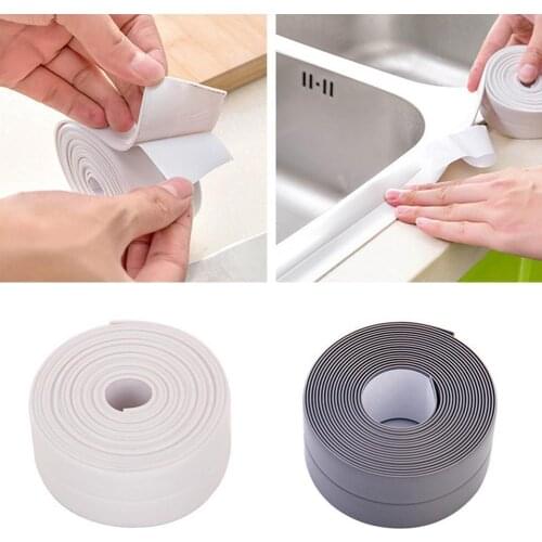 New Sealing Strip Bathroom Shower Sink Bath Caulk Tape White PVC Self adhesive Waterproof Wall sticker for Bathroom Kitchen