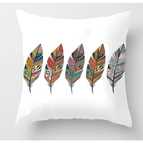 New Cushion Cover Colorful Feather Pattern Short Plush Rectangular Pillowcase for Sofa Bedroom Car Decoration