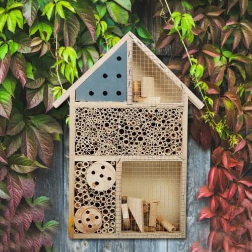 Insect Hotel Insect House Bee Box Insect Feeding Nest Butterfly Insect Hotel Nesting Box for Bees Butterflies Garden