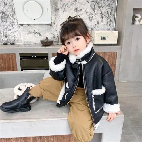 Girls' Coat Babys Kids Jacket 2021 Lambswool Thicken Winter Autumn Top Warm Cardigan Overcoat Cotton Childrens Clothing