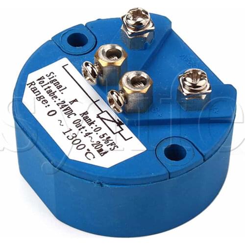 K Type Temperature Sensor Transmitter 4-20mA Output Plastic Blue 24VDC