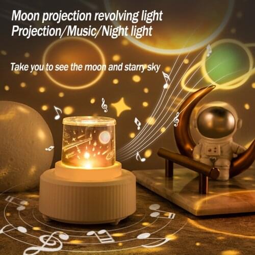 Moon Starry Sky Projection Lamp 3d LED Charging Rotating Atmosphere Luminous Light Birthday Gift Bluetooth Music Box