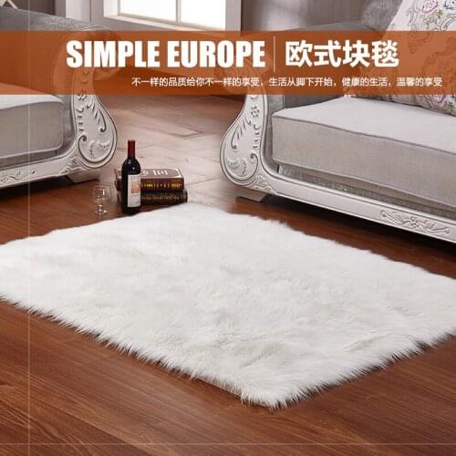 Luxury Rectangle Sheepskin rugs Hairy Carpet white fur Faux Mat Seat Pad Fur Plain Fluffy Soft Area Rug Home Decor