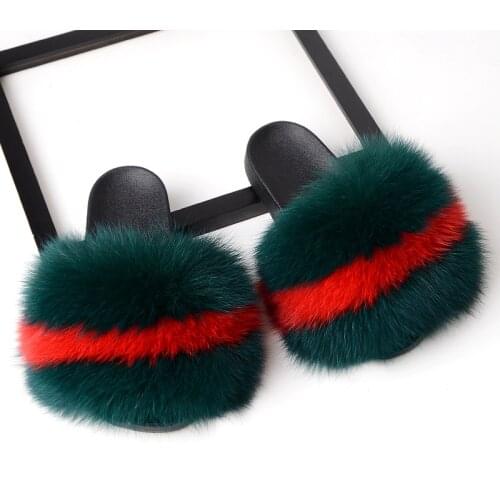 Fur Fox Fur Sandals Fur Slides Fur Shoes Women Fur Shoes Women Women Shoes Furry Slippers Women Flip Flops Women