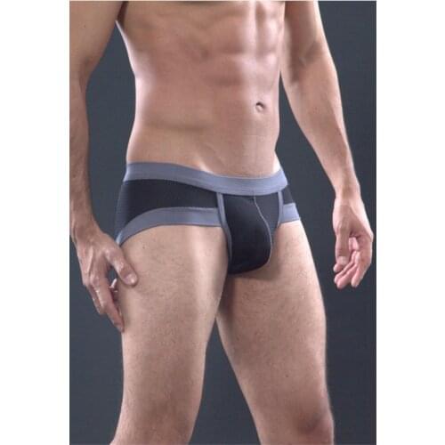 Sexy Gay Underwear Men Briefs Shorts Male Low Waist Mesh Breatbale U Convex Pouch Underpants M-XL Mens Clothing