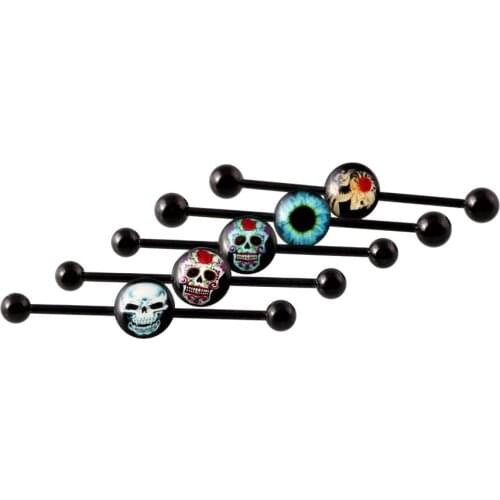 1Pc Surgical Steel Industrial Barbell for Women Men Cartilage Earring Helix Body Piercing Jewelry Barbell Piercing 14G