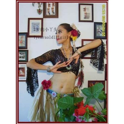 Belly dance lace top lace belly dance long sleeves with slipTop DL 01-08