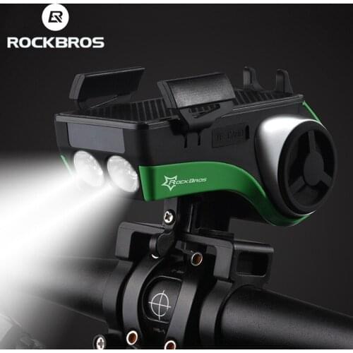 ROCKBROS Waterproof 5 in 1 Bicycle Computer Phone Holder Bluetooth Audio MP3 Player Speaker lamp Power Bank Bell Bike Light
