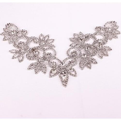 High Quality sew-on necklace adornment for Wedding Dress Skirt Flashing Clothing Accessories Silver Ab Crystal collar Rhinestone