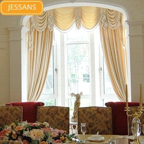 European-style High-grade Velvet Pure Color Lace Curtains Blackout Curtains for Living Room Bedroom Villa Finished Products