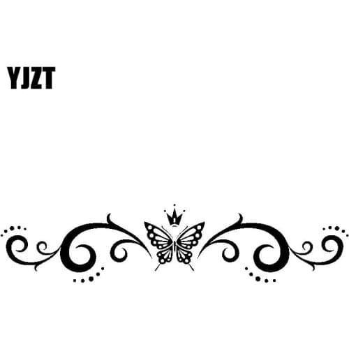 YJZT 17.8CM*4.1CM Butterfly Crown Ethylene Kihei Silver Auto Car Sticker Decals C13-00034