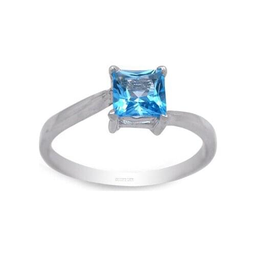 CoLife Jewelry Simple Topaz Silver Ring for Office Woman 5mm Natural Topaz Ring Solid 925 Silver Topaz Jewelry