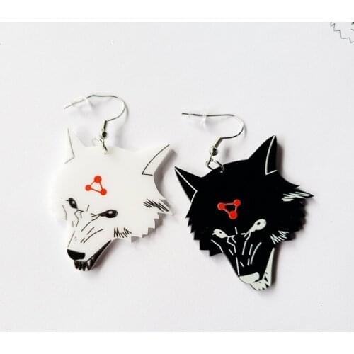 2021 New Irregular Black White Dog Acrylic Earrings Cool Fashion Anime Animal Drop Earrings Unisex Unique Earrings for Women Men