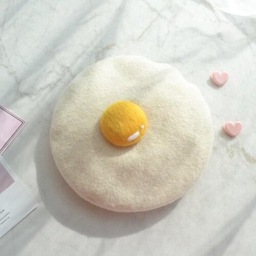 Lady Spring Winter Berets Hat Cute Poached Yolk Caps Women Cotton Painter Style Hat Caps Female Kids Bonnet Warm Walking Cap