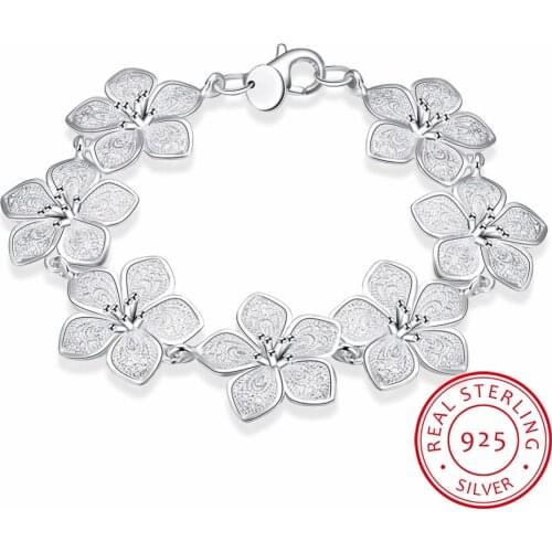 LEKANI hot sale 925 Sterling Silver Plum bracelet beautiful flowers for women classic high- quality fine jewelry