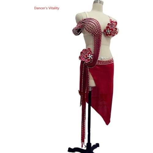 High-grade diamond women belly dance clothes bra and skirt 2pcs latin dance dress belly dance competition sets costume customize