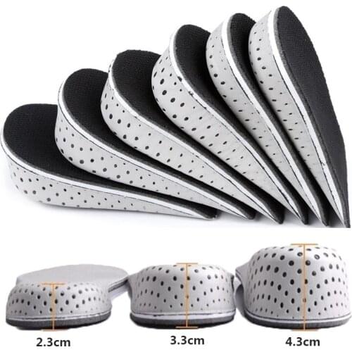 1 Pair Heighten Insoles Breathable Half Shoes Insole Heel Insert Sports Shoes Pad Cushion Unisex 2-4cm Height Increase Insoles