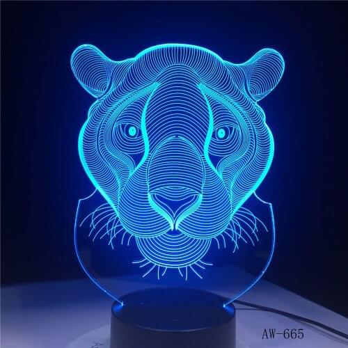 3D LED Night Lights Tiger 7 Colors Light for Home Decoration Lamp Amazing Visualization Optical Illusion Awesome Gift AW-665