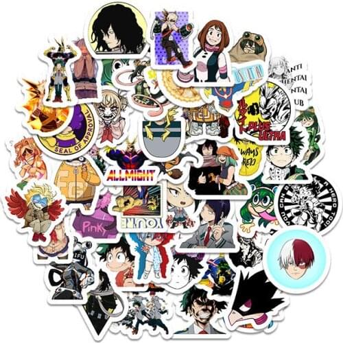 48pcs My Hero Academia Suitcase Stickers Laptop Skateboard Izuku Midoriya Might Boku No Hero Academia Anime Character Decals
