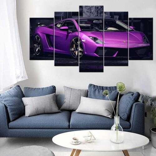 Modular Aventador Supercar Car Pictures 5 Piece Canvas Painting Wall Art Posters Print Modern Living Room Home Decor Framework