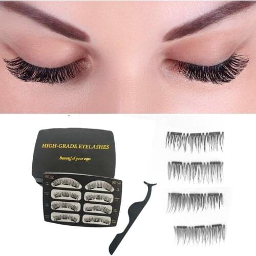8Pcs/Set Magnetic 3D Reusable Natural Thick Faux Grafting Eyelashes with Clip pestañas magneticas ресницы для наращивания