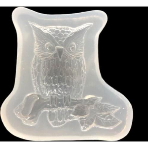 97QE Silicone Mold Owl Animal DIY Jewelry Making Handmade UV Epoxy Resin Mirror Standing Decoration Home Crafts