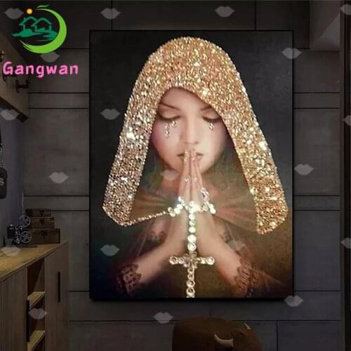 5D crystal round DIY diamond painting embroidery beauty prayer home decoration mosaic religious gift for people woman 2021 new