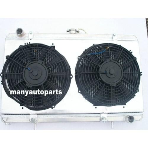 Aluminum radiator & shroud & fans for Nissan Silvia S13 SR20DET 1989-1994 90 91 92 93 94