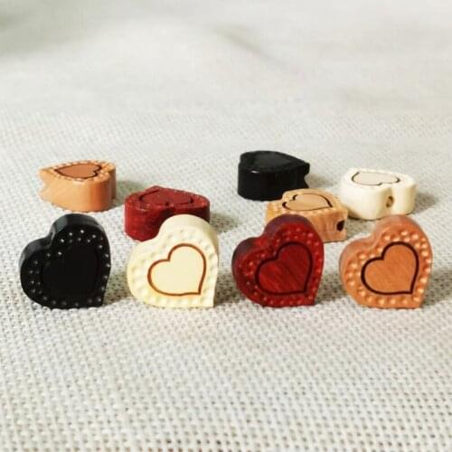 Heart Shape Charm Spacer Beads Natural Black Sandalwood/Boxwood/Rosewood Loose Woodcraft Beads for DIY Crafts Jewelry Making