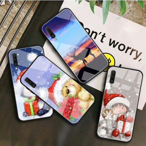 Cute elk Christmas deer Tempered Glass Case For Samsung Galaxy A 10S 10E 20S 20E 30S 40 50S 60 70 80 90 6 7 8 Shell
