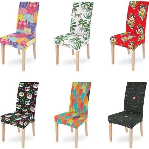 Cartoon Animal Elastic Office Chair Cover Removable Washable Stretch Universal Sizes Seat Slipcover For Banquet Kitchen