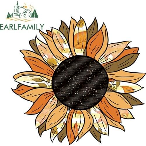 EARLFAMILY 13cm x 12.8cm For Yellow Sun Flower DIY Car Stickers Air Conditioner Decal Waterproof Personality Creative Sticker