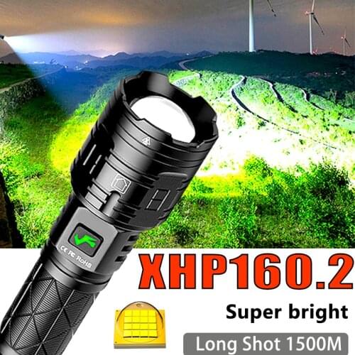 XHP160 Ultra Bright LED Flashlight 16-Core Super Powerful Tactical Zoom Torch TYPE-C USB Lantern Use 18650 26650 AS a Powerbank