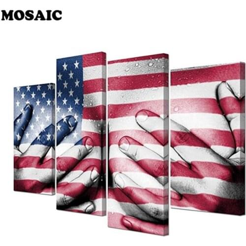 Full square Circular Diamond 5D DIY Diamond Painting 4pcs/set "national flag sexy women" Embroidery Cross Stitch Home Decor gift