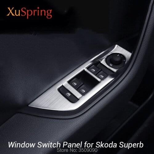 Car Window Switch Adjustment Knob Panel Cover Trim Stickers Strips Garnish Styling for Skoda Superb B8 2016-2019